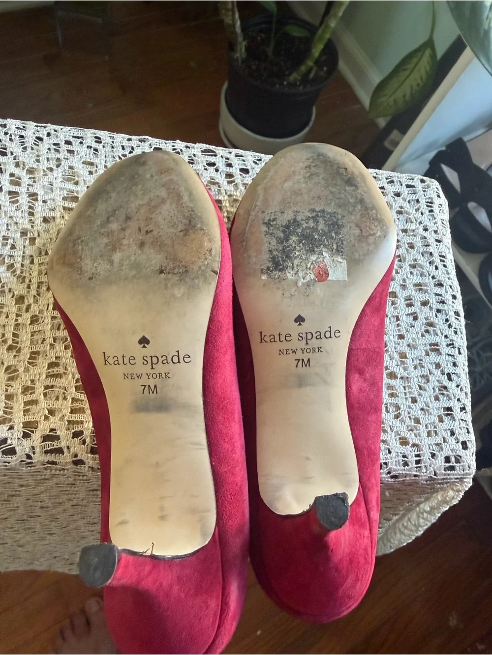 Kate Spade New York Burgundy Suede Flower Pumps Size 7M